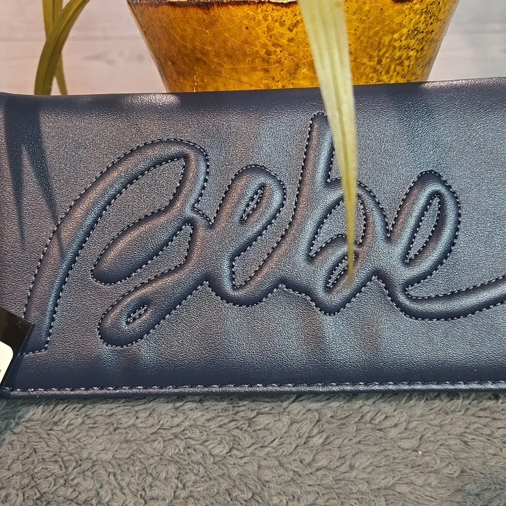 Bebe Louisa Trifold Wristlet Wallet Navy Blue